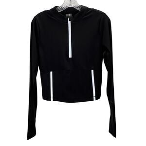 Calia Cropped 1/2 Zip Pullover M Women Black Reflective Running Long Sleeve